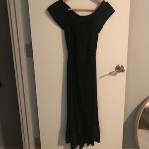 Loft Off Shoulder Button Down Midi Dress w/ Belt